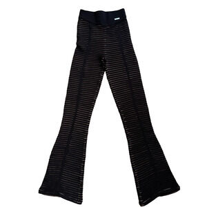 Maniere De Voir Bandage Flare Pants Y2K Ribbed Knit Stripe Trousers Streetwear M
